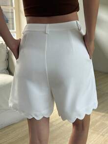 Livesso Quần tây nữ ống loe, quần short dáng suông rộng rãi, thanh lịch, thích hợp cho mùa xuân và mùa hè. - trắng - Xem 4
