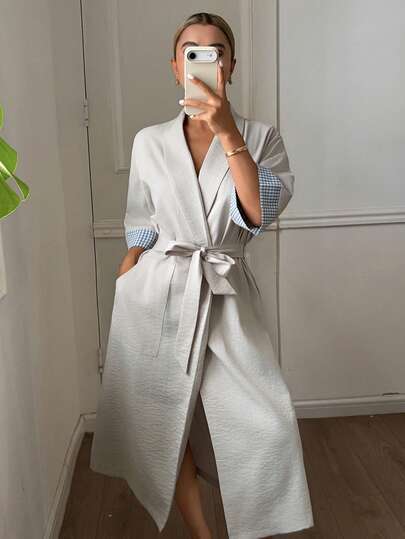 DAZY رداء نسائي كاجوال بتصميم ربطة الخصر متعددة الألوان