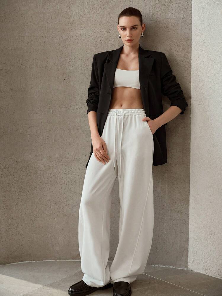 WOMEN'S SOLID COLOR DRAWSTRING WAIST SLIMMING CASUAL SPORTS PANTS