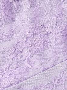 SHEIN MOD 1件优雅纯色蕾丝女士吊带背心 - 紫色 - 查看 3