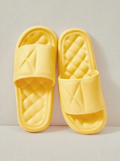 Cuccoo Ladies Stepping On Slippers, Feeling Like Stepping On Poop, Basic Style, Comfortable Foot Feel, Summer Beach Walking Slippers, Home Slippers, Solid Color, Geometric Pattern, Suitable For Both Indoor And Outdoor Use