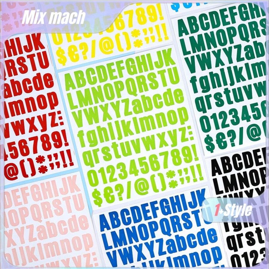 1 Set Of 12pcs Color Palette Letter And Number Stickers, Creative Screen Protector, Phone Case Back Card Stickers, Journal Stickers, And Card Stickers. - suit - View 1