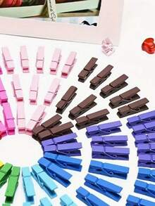 50/100/200 Pcs Colorful Artificial Wood Resin Clothespins – Colorful Mini Wooden Clothespins, Rustic Cartoon Decorative Clips, Suitable For Photo Displays, Holiday Decorations (Christmas, Thanksgiving, Graduation, Weddings) – No Batteries Required, Suitable For Diy Craftspeople...Girs Toys, Night Stand, Hanger, Pencil. Water Botle, Living Room Decor, Pen Holder, Shower Caddy, Photo Frame. Doll. Storage Box. - Multicolor - View 6