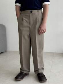 DAZY Tween Boy Gentleman Style Versatile Solid Color Suit Pants - Khaki - View 5