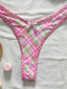 Swim Mod Women's Random Print Spaghetti Strap Bow Tie High Cut Bikini Set, Spring/Summer - Multicolor - View 7