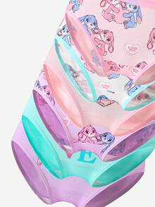 Conjunto de 6 piezas de ropa interior de algodón suave y linda para niñas pequeñas con ribetes de contraste y estampados divertidos, ropa interior para niños de vuelta al colegio - Multicolor - Ver 6