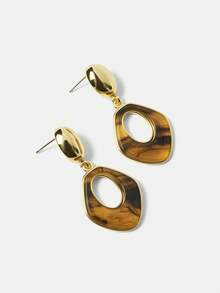 MOTF PREMIUM 18K Gold-Plated Amber Geometric Elegant Earrings - Yellow Gold - View 3