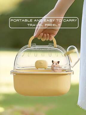 Portable Transparent Hamster Transport Cage With Water Bottle – A Breathable Travel Case For Small Pets, Perfect For Marmots And Mice. PP Material, Secure Shutter Closure System.