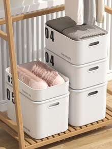 1个白色塑料收纳盒，适用于客厅、厨房、书房、餐厅，可存放玩具、零食、娃娃、饮料、药品、卧室、衣柜、衣物、内衣、袜子等（含盖，不含贴纸） - 白色 - 查看 2