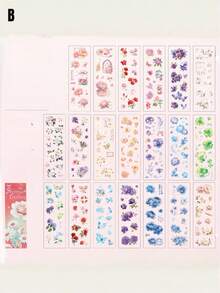 1张花卉日记语录剪贴贴纸创意贴纸书花卉素材贴纸DIY日记贴纸书 - 套裝 - 查看 10