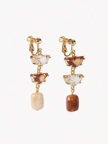 Opalesca 女士垂坠耳环，高级/优雅/高贵/日常佩戴/简约，珍珠/水晶，夏季/海滩/舞会/派对/假日/度假，订婚/结婚/承诺，新娘，心形/花朵，仙女风/美人鱼风，18K镀金 - 彩色 - 查看 3