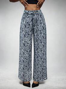 SHEIN Tall 女士复古佩斯利印花牛仔裤 - 彩色 - 查看 3