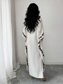 SHEIN Elenzya Elegant Waist-Cinched Floral Print Robe, - Multicolor - View 2