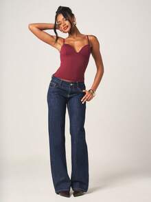 MISSGUIDED Women's Burgundy Sweetheart Neckline Cami Tank Top With Thin Adjustable Straps For Date Night And Evening Wear - Burgundy - View 3