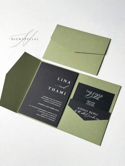 25개 봉투 포함 삼단 접이식 포켓 청첩장, 약혼, 15번째 생일, 세례, DIY 초대장, 5*7인치 초대장, 포켓 초대장, 맞춤형 초대장, 최고의 선물, 결혼 장식, 집 장식, 방 장식, 파티 용품, 브라이덜 샤워, 총각 파티 장식용 심플한 초대장