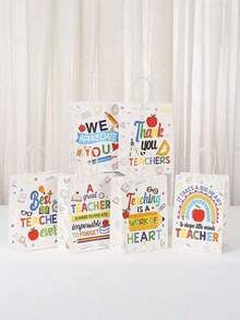 Bộ 24 túi giấy đựng quà cảm ơn thầy cô, thiết kế hình bút chì và thước kẻ Apple, có tay cầm, thích hợp trang trí tiệc Tuần lễ tri ân thầy cô, quà sinh nhật, quà tặng ngày lễ cho thầy cô giáo, đồng nghiệp, đội nhóm. - Nhiều màu - Xem 4