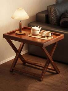 1 Piece Of 40cm Long Foldable Portable Bamboo Coffee Table With Acrylic Rainbow Tabletop, Suitable For Indoor Living Room Or Outdoor Picnic - Multicolor - View 5
