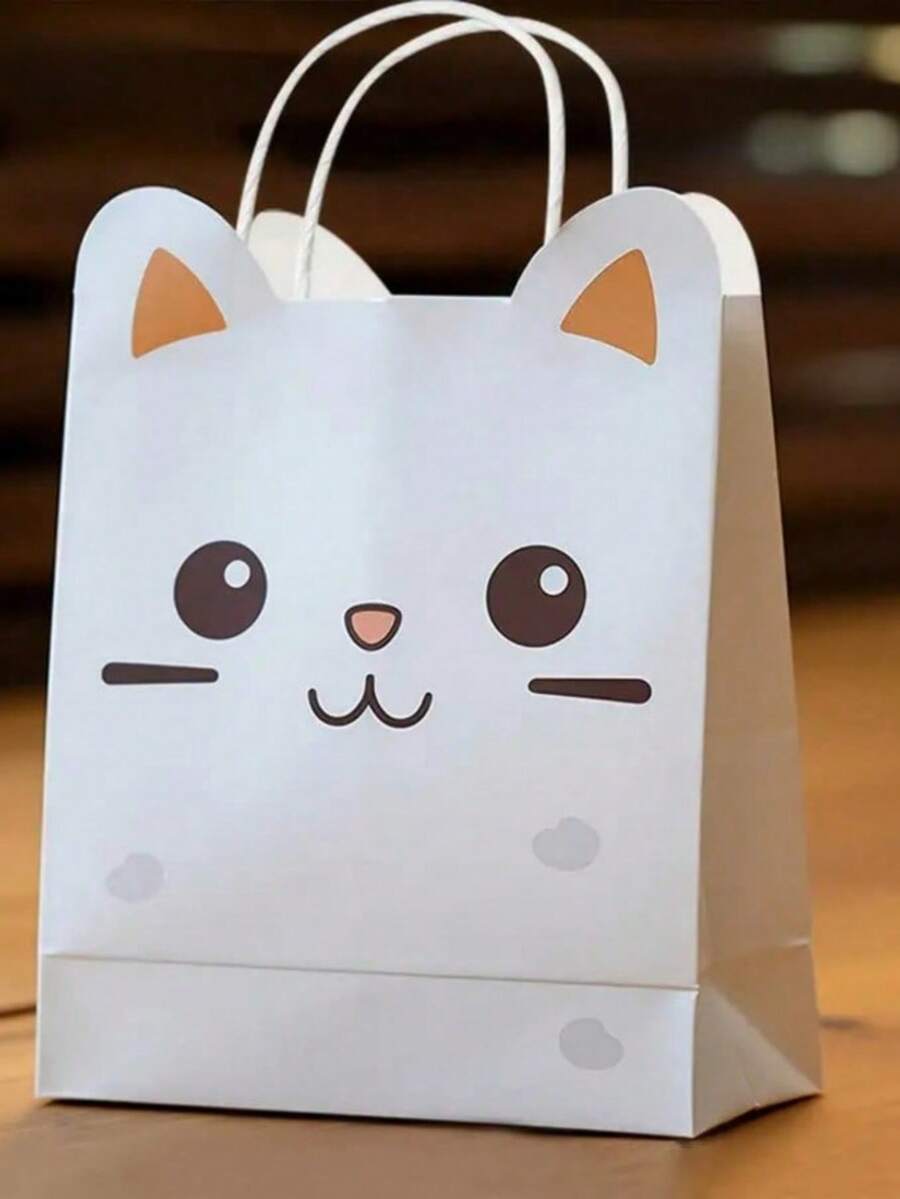 24/72个装设计师款可爱猫咪礼品袋，3D猫耳设计手提袋，生日派对礼品袋，婚礼礼品袋，派对回礼袋 - 彩色 - 查看 1