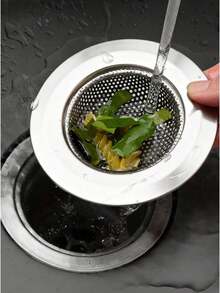 1个厨房水槽排水过滤器和塞子，银色圆形空心排水塞，不锈钢垃圾处理器塞，通用防堵塞厨房水槽过滤网篮过滤器，圣诞节节日礼物 - 銀色. - 查看 3