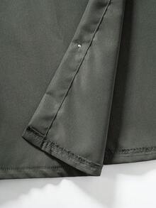 Vacaura 两件套青少年夏季套装，包括纽扣衬衫和宽松长裤，休闲日常穿着套装 - 軍綠色 - 查看 4