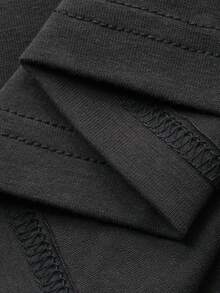 DAZY 女士夏季圆领宽松短袖做旧印花休闲T恤 - 深灰色 - 查看 7