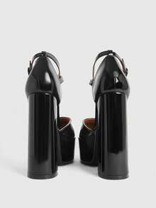 CUCCOO LuxiPop 防水厚底粗跟方头高跟鞋 - 黑色 - 查看 4