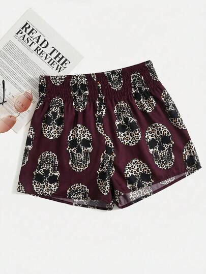 SHEIN LUNE Women Skull Print Casual Versatile Daily Wear Shorts