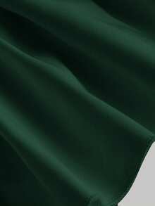 SHEIN MOD Áo kiểu trễ vai, buộc dây phía trước, xếp ly ở ngực và gấu áo, màu trắng, tay chuông, eo cao. - Màu xanh lá cây đậm - Xem 4