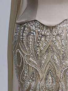 Elitara Petite Petite Elegant Luxurious Beaded Sequin Floral Mermaid Hem Dress Elastic Satin For Evening - Khaki - View 11