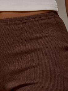 MUSERA ESSENTIALS Ribbed Elasticated Waist Fitted Micro Mini Shorts Spring Summer Holiday Everyday Cute Daily Basics Essential - Coffee Brown - View 6