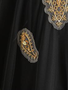 Bộ 2 món áo choàng kiểu Trung Đông cho bé gái, màu mơ, tay dài, thích hợp cho các lễ hội. - màu đen - Xem 5