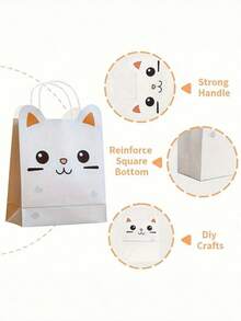 24/72个装设计师款可爱猫咪礼品袋，3D猫耳设计手提袋，生日派对礼品袋，婚礼礼品袋，派对回礼袋 - 彩色 - 查看 4