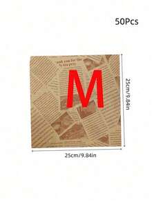 50/100 piezas Papel de envoltura para sándwiches resistente al aceite con patrones aleatorios, multiusos para panadería, cocina, picnic - Marrón - Ver 8