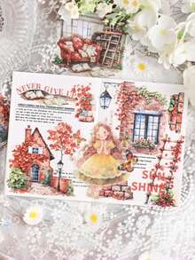 1 Set Of 6 Pcs Garden Dream Retro Journal Sticker Pack - Washi Paper Journal Material Stickers DIY Creative Stickers - suit - View 8