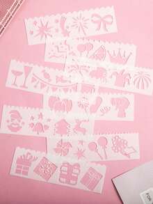 1 Set Of 8 Pcs Long, Hollowed-Out Painting Template, Hand Newspaper Drawing Template, Journal Multi-Functional Lace Ruler - Sets - View 12