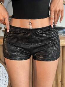 EgrlEra Quần short nữ gợi cảm, cạp thấp, ôm sát, kiểu dáng cổ điển Y2K. - màu đen - Xem 5