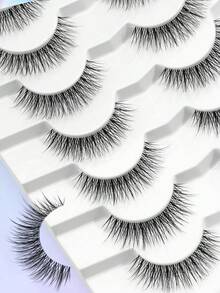 MAGEFY 7/11/14 Paar natürliche gekreuzte Wimpern, transparentes Band, täglicher Trage Wispern Wimpern, Manga Stil, Reise Muss-Have, Geschenk für Freunde, transparenter Streifen, leicht, wiederverwendbar, natürliches Aussehen - Schwarz - Übersicht 8