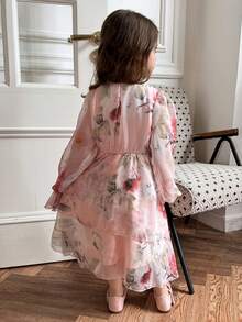 DAZY Young Girl Elegant Floral Print Dress, Spring/Summer - Pink - View 2