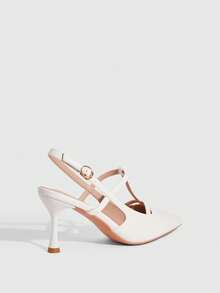 CUCCOO SZL Women's Elegant Commuter Fashion High Heels With Buckle Design - White - View 3