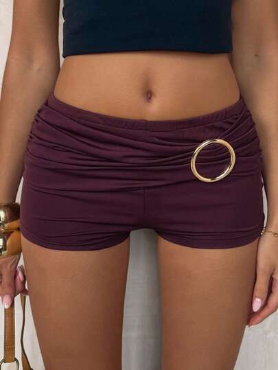 TRNVIE Women's Sexy & Elegant Metal Accessory Shorts, Best Choice For Outdoor Spring/Summer