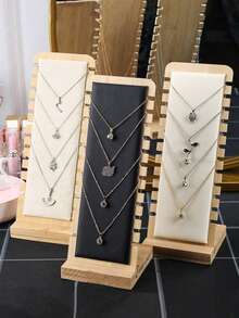 1pc/2pcs Creative Bamboo Necklace Display Stand, Fashionable Jewelry Organizer Back To School - One Size - View 3