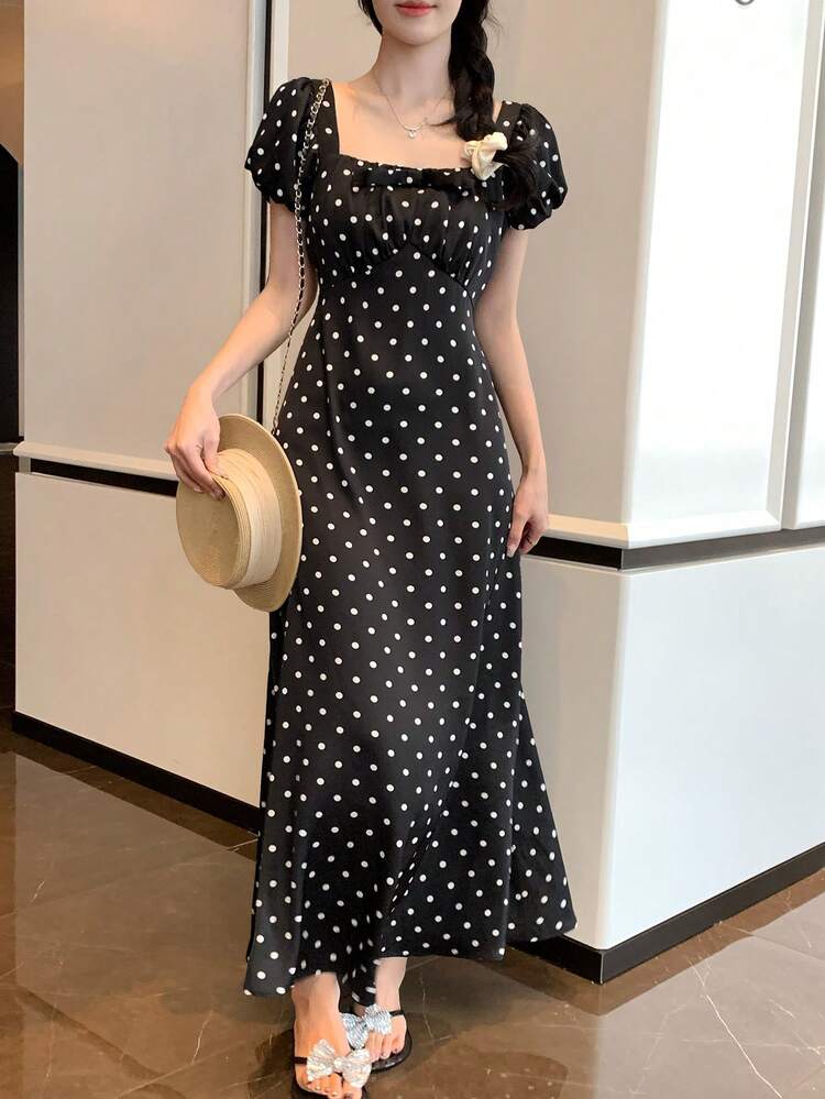 Women's Casual Polka Dot Print Dress For Vacation Sundress Summer