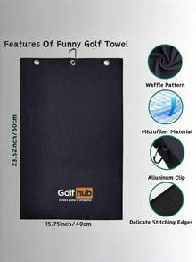 Golfhub Golf Towel – Men's Golf Accessories – Gifts For Men And Women – Embroidered Fun Golf Towel - Black Yellow White - View 3