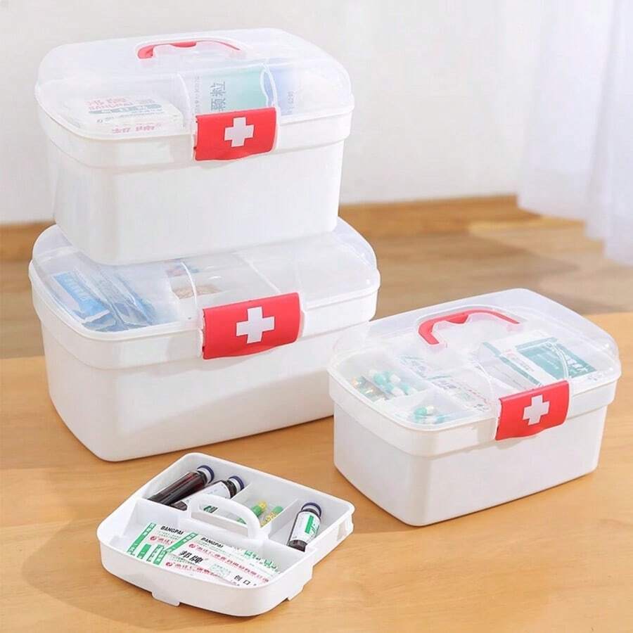 医用储物盒,便携式大容量医疗用品收纳箱,适用于家庭和宿舍,小型家用急救箱,圣诞节、复活节、感恩节、万圣节礼物 - 彩色 - 查看 1