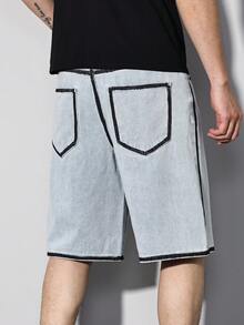 Manfinity Homme Women's Casual Everyday Washed Denim Shorts With Pockets - Blue - View 2