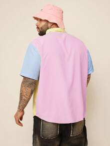 EASEVO Camisa de manga corta tejida de corte holgado y de múltiples colores a rayas, adecuada para el verano, talla grande para hombre - Multicolor - Ver 2