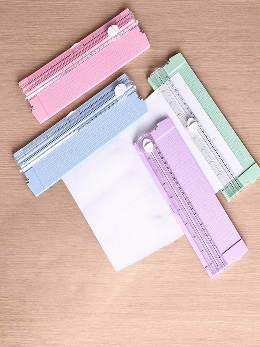 A4 Paper Cutter, Portable Plastic Paper Cutter, Mini Photo Cutting Tool, Manual Desktop Sliding Paper Cutting Blade, Back To School, Stationery - Multicolor - View 1