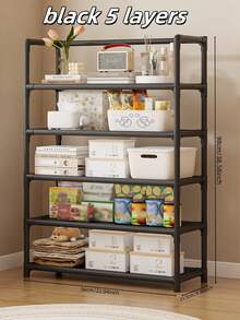 1 pieza Estantería de almacenamiento multifuncional, organizador de piso para cocina, baño, dormitorio, sala de estar, gran capacidad de almacenamiento de varios niveles, organizador de desorden para dormitorio, balcón, fácil instalación y alta resistencia - Multicolor - Ver 5