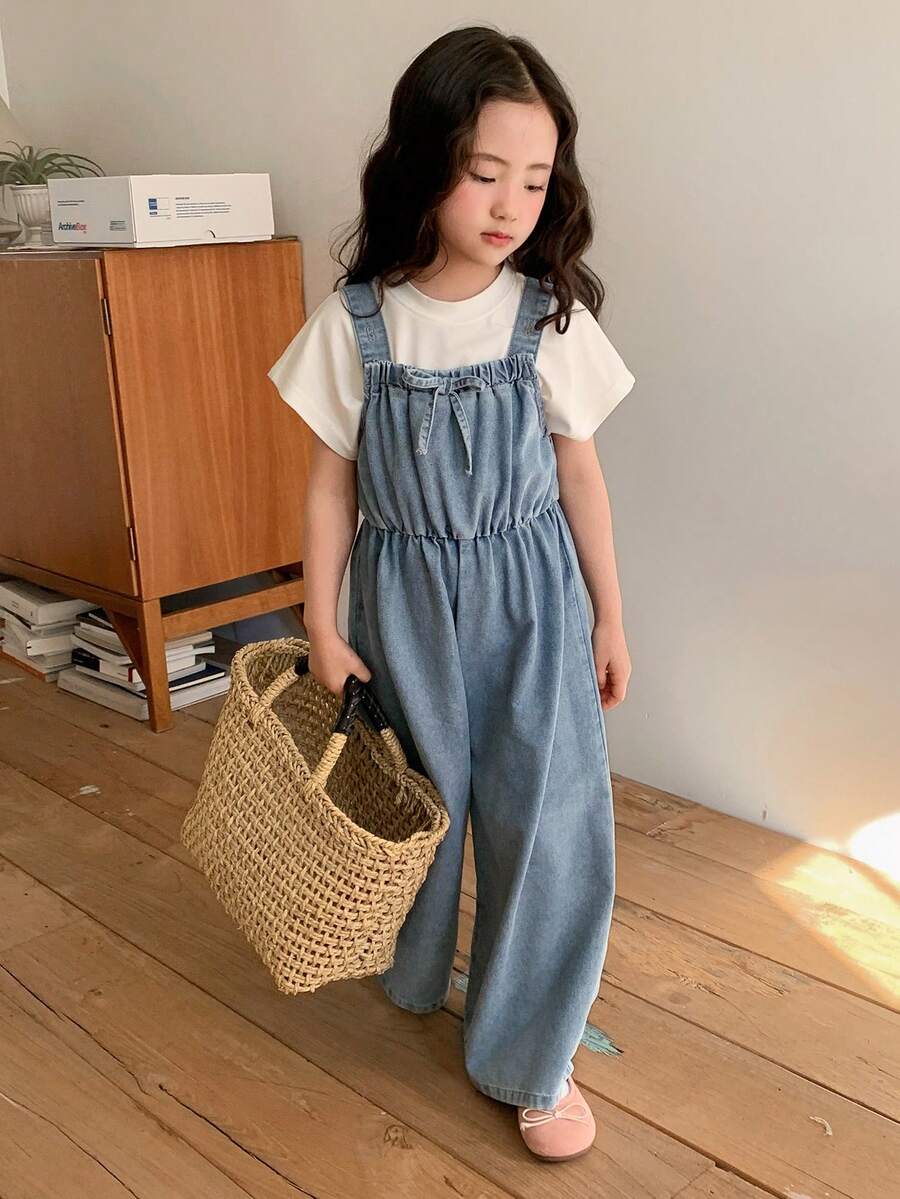 DAZY Young Girls Casual Denim Bib Pants And Jumpsuit, Spring/Summer - Blue - View 1