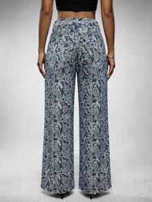 SHEIN Tall 女士复古佩斯利印花牛仔裤 - 彩色 - 查看 2